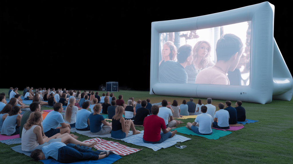 Outdoor movie night crowd
