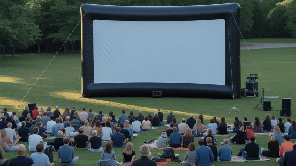 Crowd watching outdoor movie