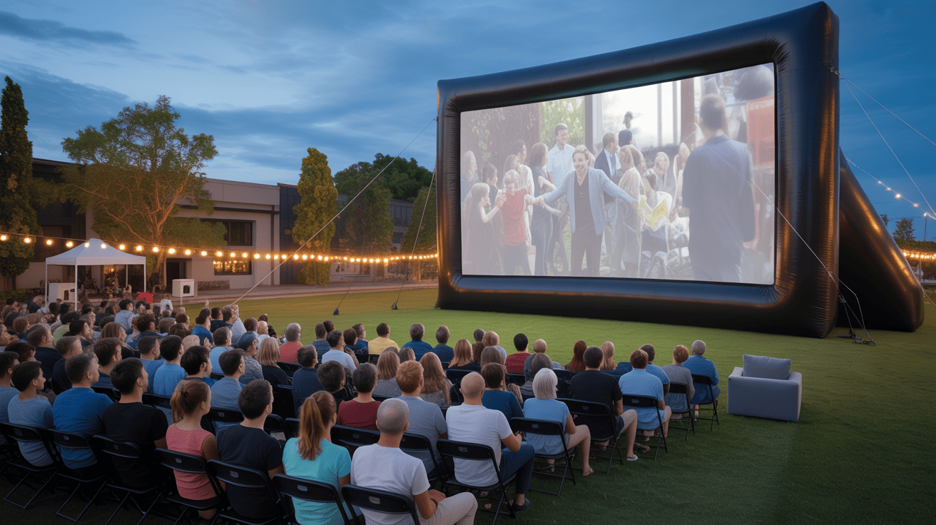Outdoor movie night crowd