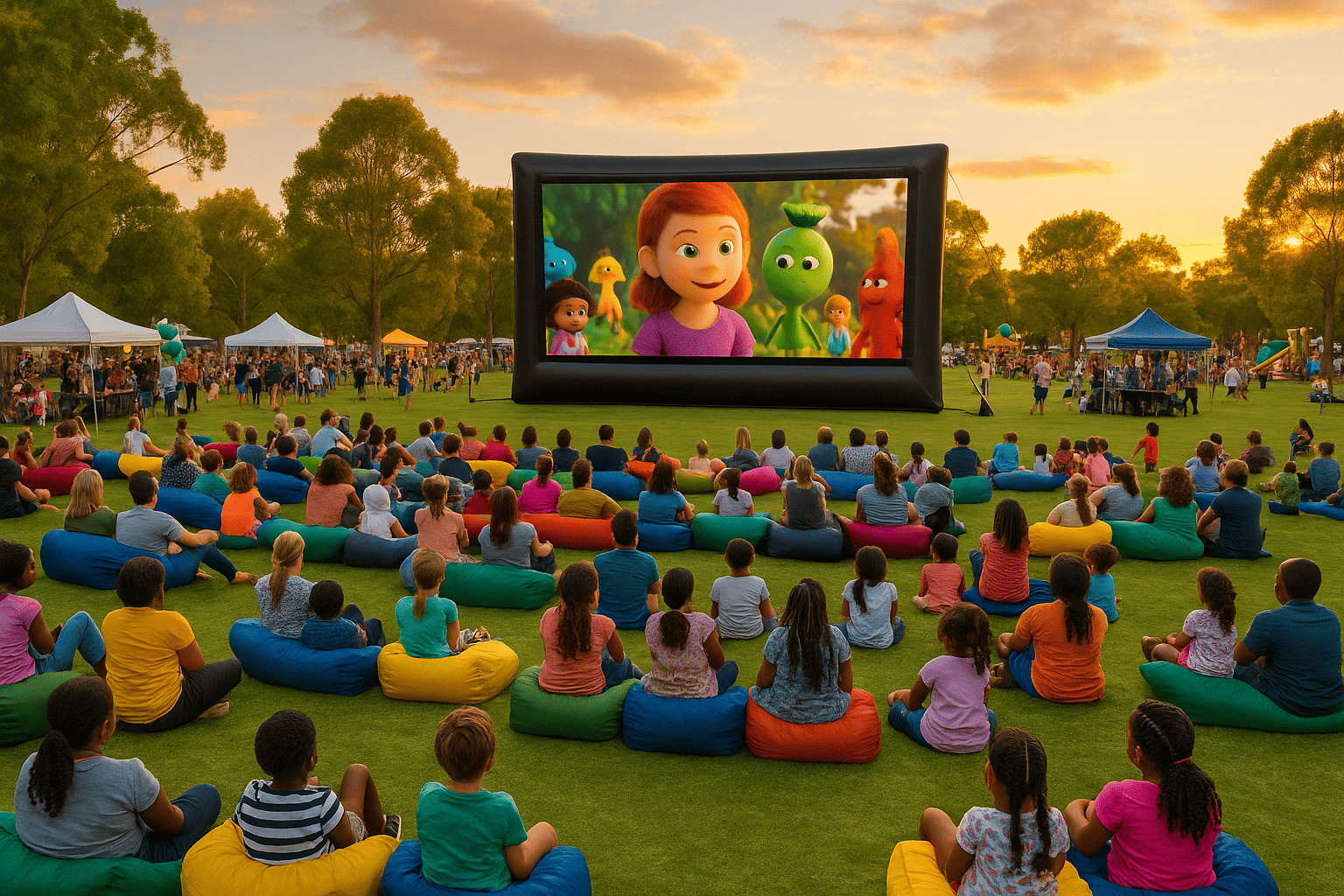 Outdoor animated movie screening