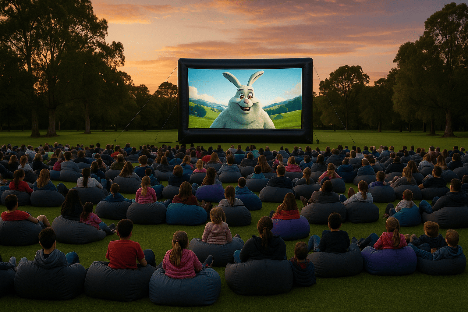 Animated outdoor movie in the park