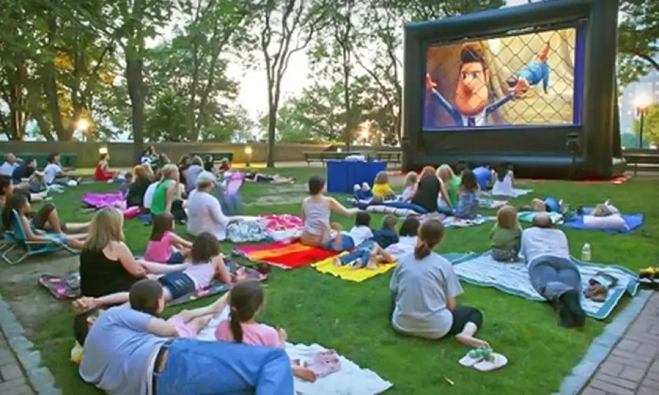 Outdoor movie screening evening