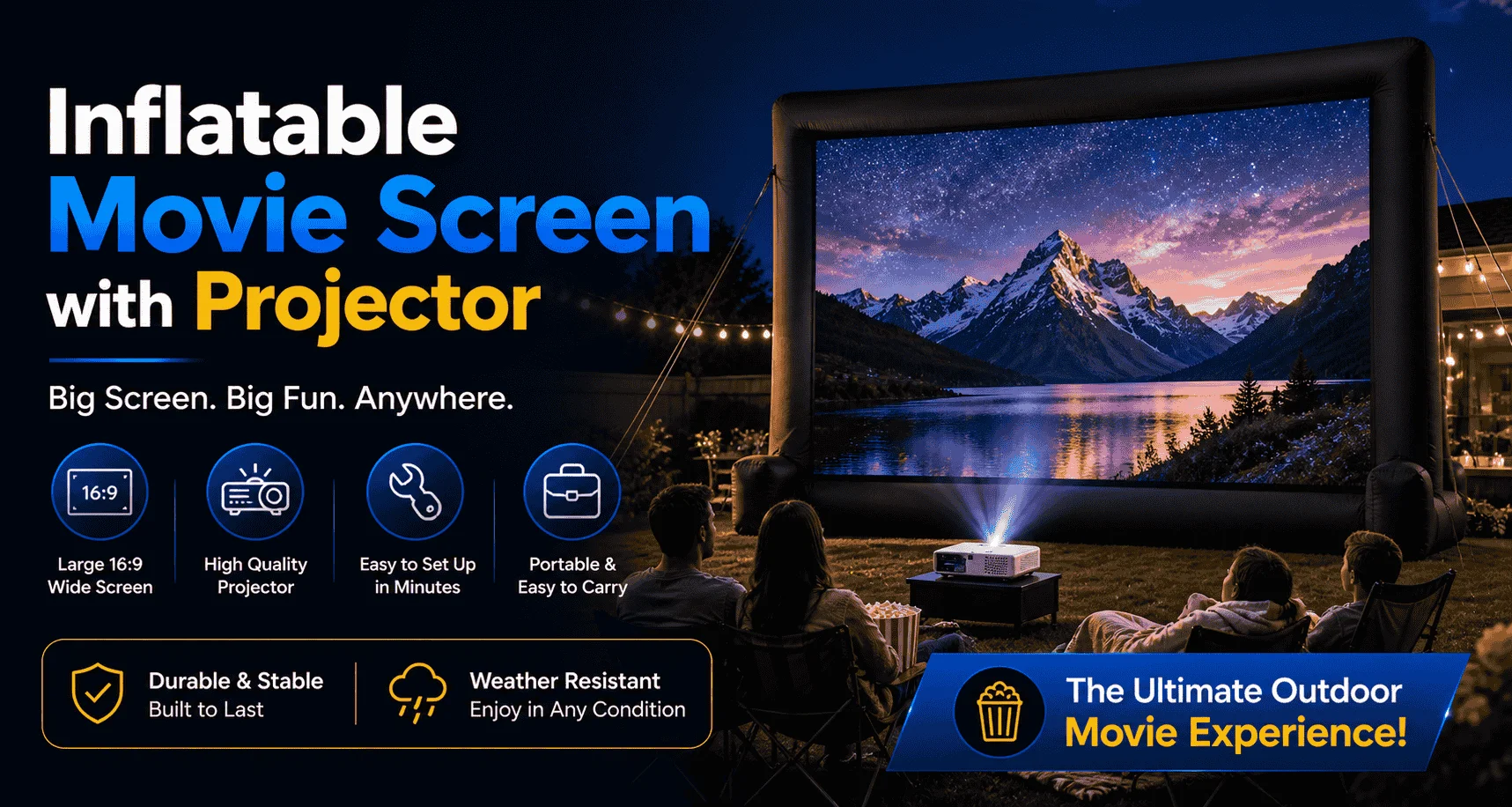 Inflatable Movie Screen with Projector